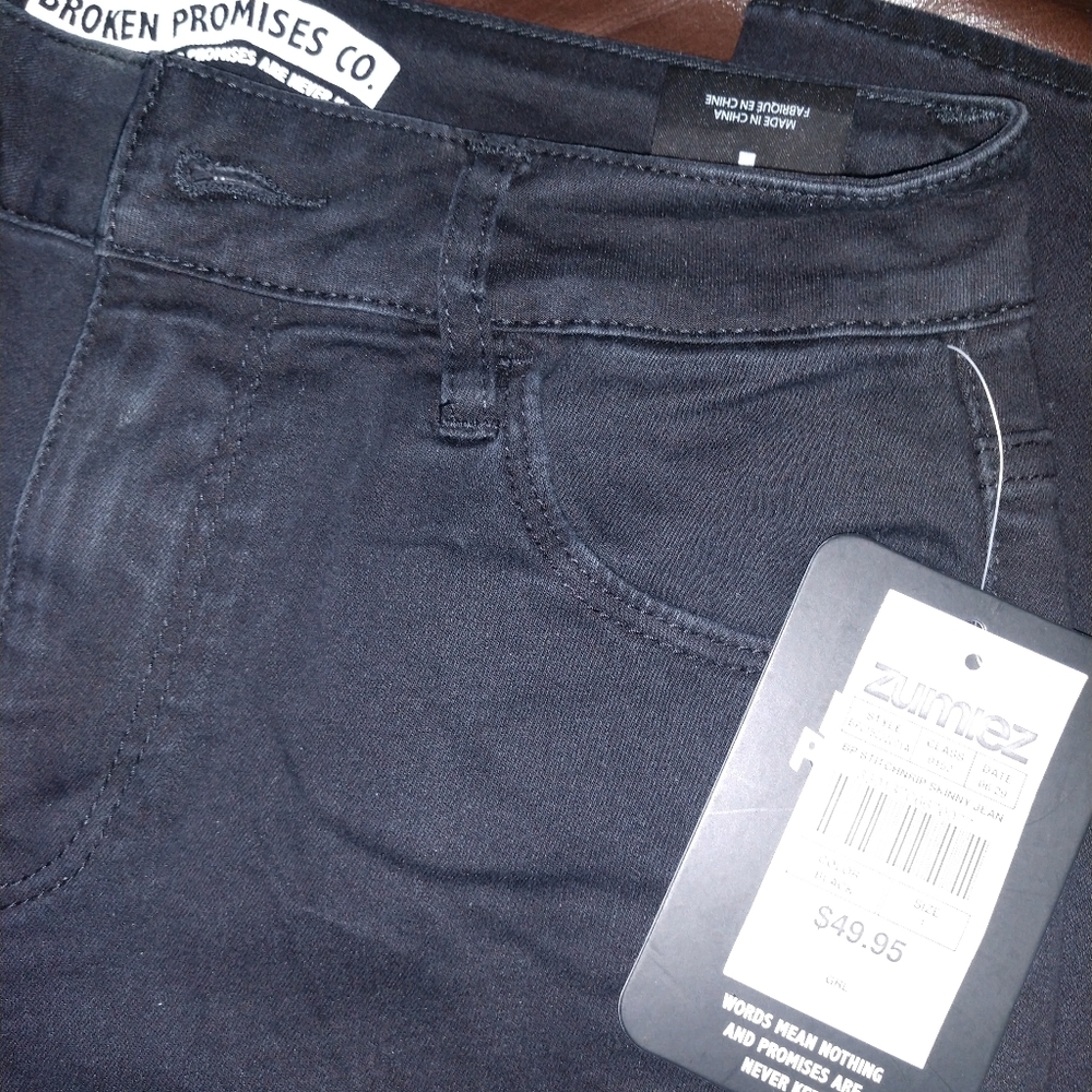 Broken Promises Stitch Rip Black Skinny Jeans